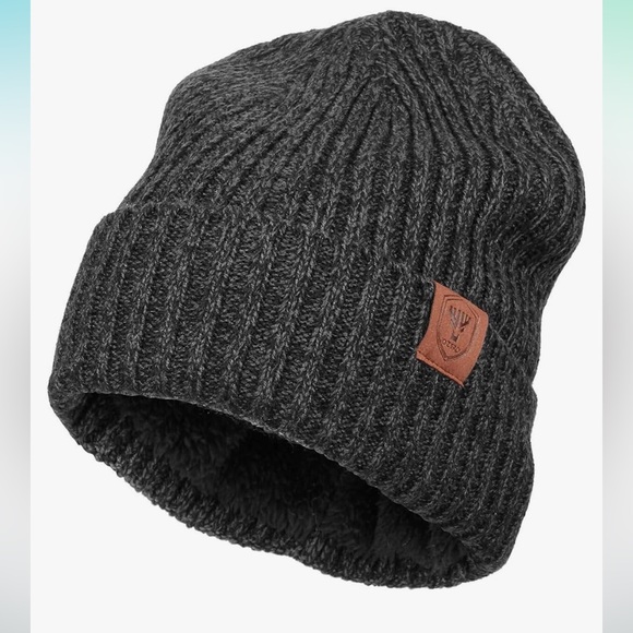 OZERO Knit Beanie Winter Hat, Thermal Thick Polar Fleece Snow Skull Cap - Picture 1 of 11